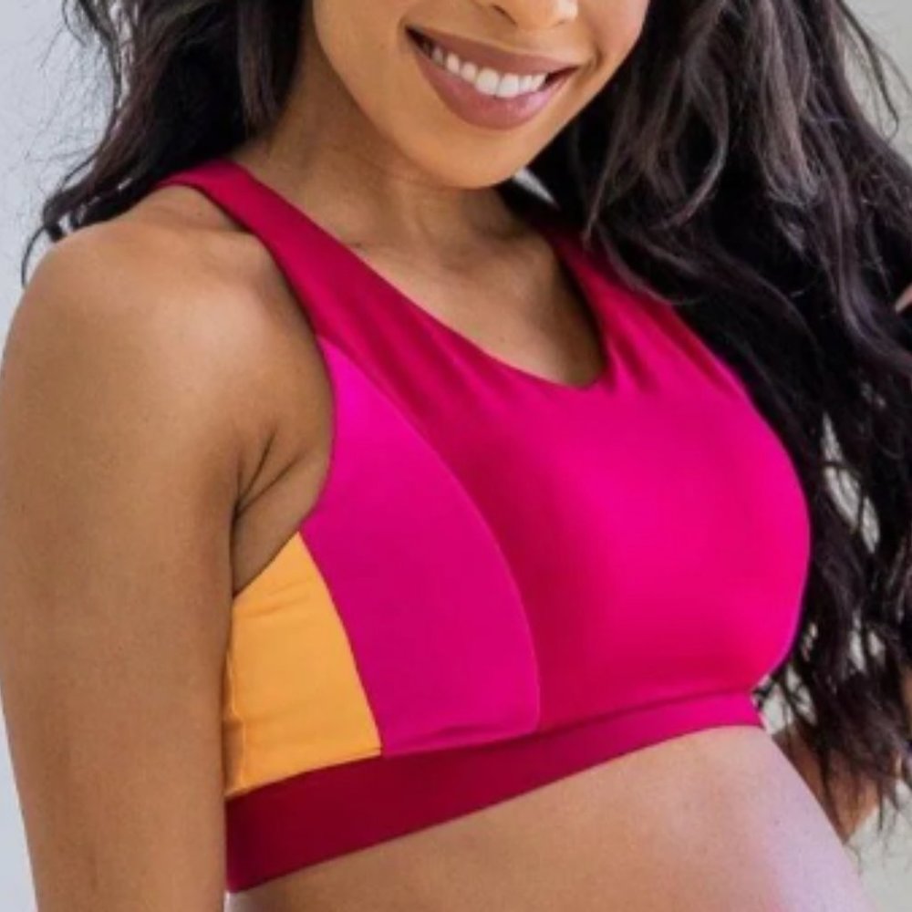 Senita Trio Sports Bra - Pink Color Block